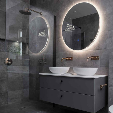 Specchio LED Rotondo | Pulsante touch | Luce bianca neutra - Reyze Serie Motivated Modello 3