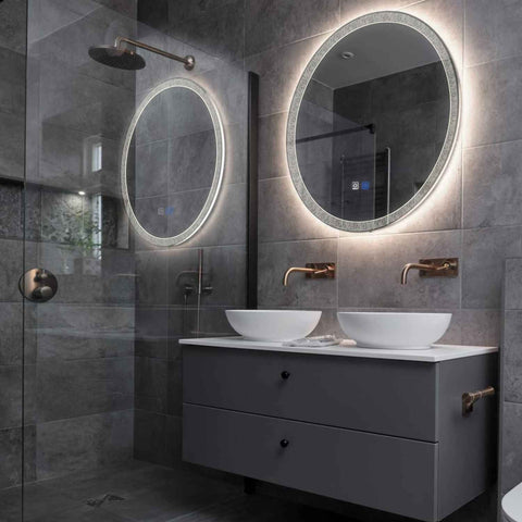 Specchio LED Rotondo | Pulsanti touch | Funzione anti-appannamento | Luce bianca neutra - Reyze Serie Simetria Modello 6