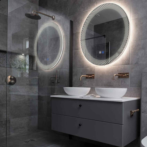 Specchio LED Rotondo | Pulsanti touch | Funzione anti-appannamento | Luce bianca neutra - Reyze Serie Simetria Modello 7