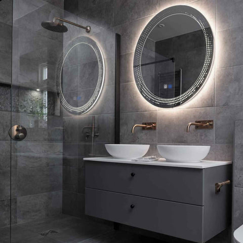 Specchio LED Rotondo | Pulsanti touch | Funzione anti-appannamento | Luce bianca neutra - Reyze Serie Simetria Modello 8