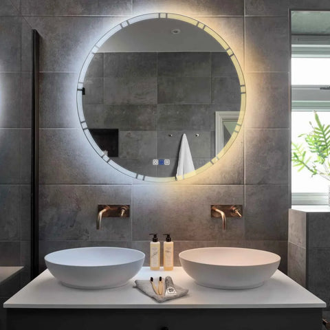 Specchio LED Rotondo | Pulsanti touch | Funzione anti-appannamento | Temperatura di colore regolabile - Reyze Serie Edge Modello 3