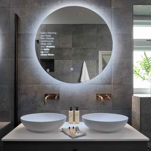 Specchio LED Rotondo | Pulsanti touch | Funzione anti-appannamento | Luce bianca fredda - Reyze Serie Motivated Modello 2