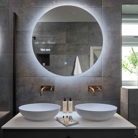 Specchio LED Rotondo | Pulsanti touch | Funzione anti-appannamento | Luce bianca fredda - Reyze Serie Motivated Modello 4