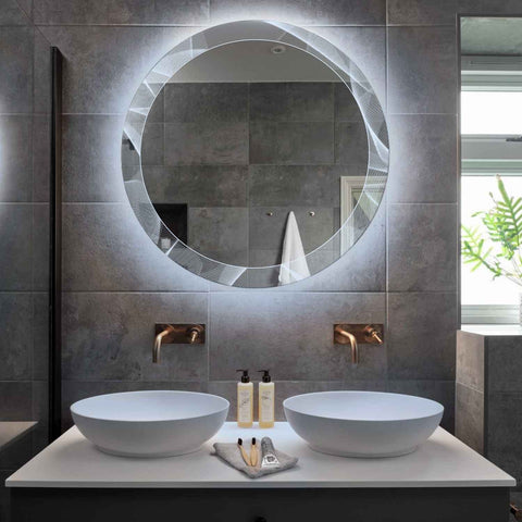 Specchio LED Rotondo | Controllo tramite interruttore a muro | Luce bianca fredda - Reyze Serie Simetria Modello 2