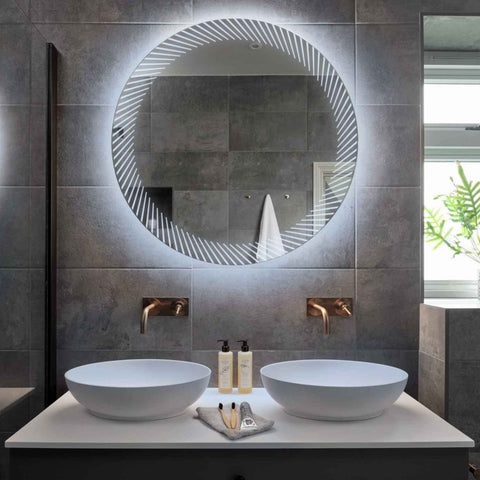 Specchio LED Rotondo | Controllo tramite interruttore a muro | Luce bianca fredda - Reyze Serie Simetria Modello 7
