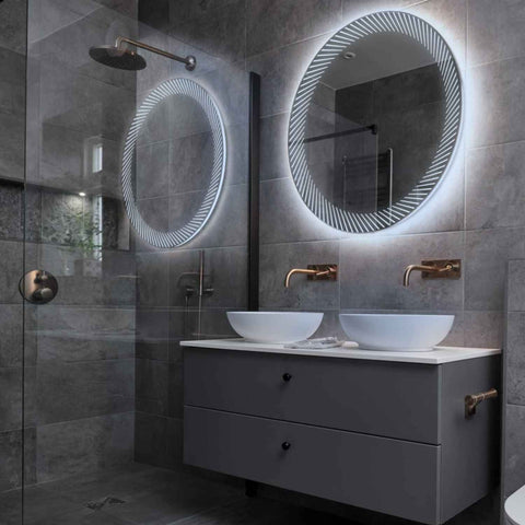 Specchio LED Rotondo | Controllo tramite interruttore a muro | Luce bianca fredda - Reyze Serie Simetria Modello 7