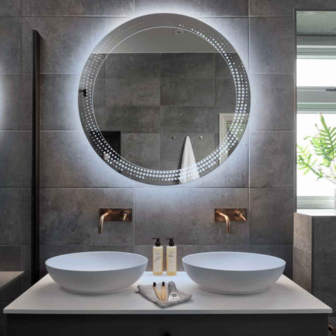 Specchio LED Rotondo | Controllo tramite interruttore a muro | Luce bianca fredda - Reyze Serie Simetria Modello 8