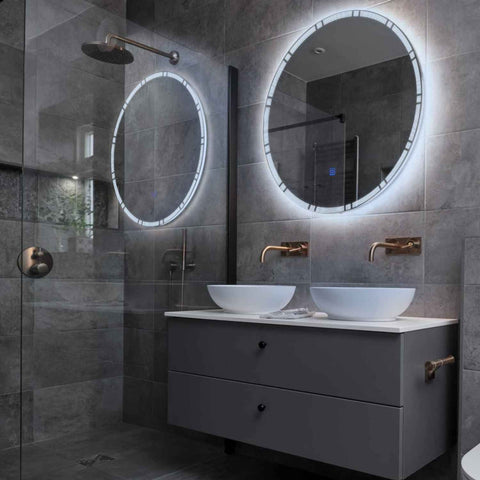 Specchio LED Rotondo | Pulsante touch | Luce bianca fredda - Reyze Serie Edge Modello 3