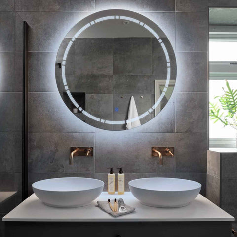 Specchio LED Rotondo | Pulsante touch | Luce bianca fredda - Reyze Serie Minimal Modello 3