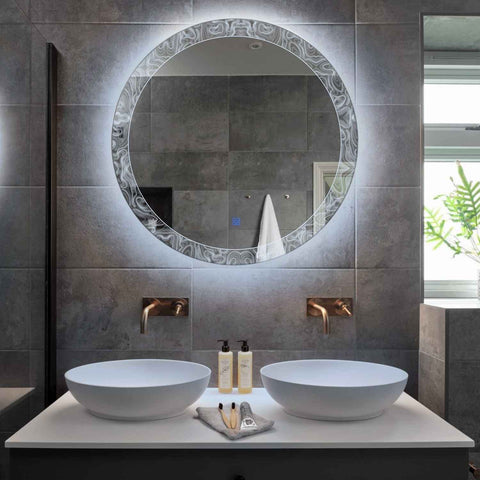 Specchio LED Rotondo | Pulsante touch | Luce bianca fredda - Reyze Serie Official Modello 8