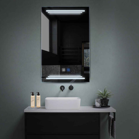 Specchio LED Verticale | Pulsanti touch | Funzione anti-appannamento | Luce bianca fredda - Reyze Serie Salono Modello 7