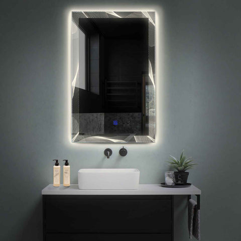 Specchio LED Verticale | Pulsante touch | Luce bianca neutra - Reyze Serie Simetria Modello 2