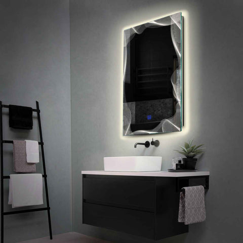 Specchio LED Verticale | Pulsante touch | Luce bianca neutra - Reyze Serie Simetria Modello 3