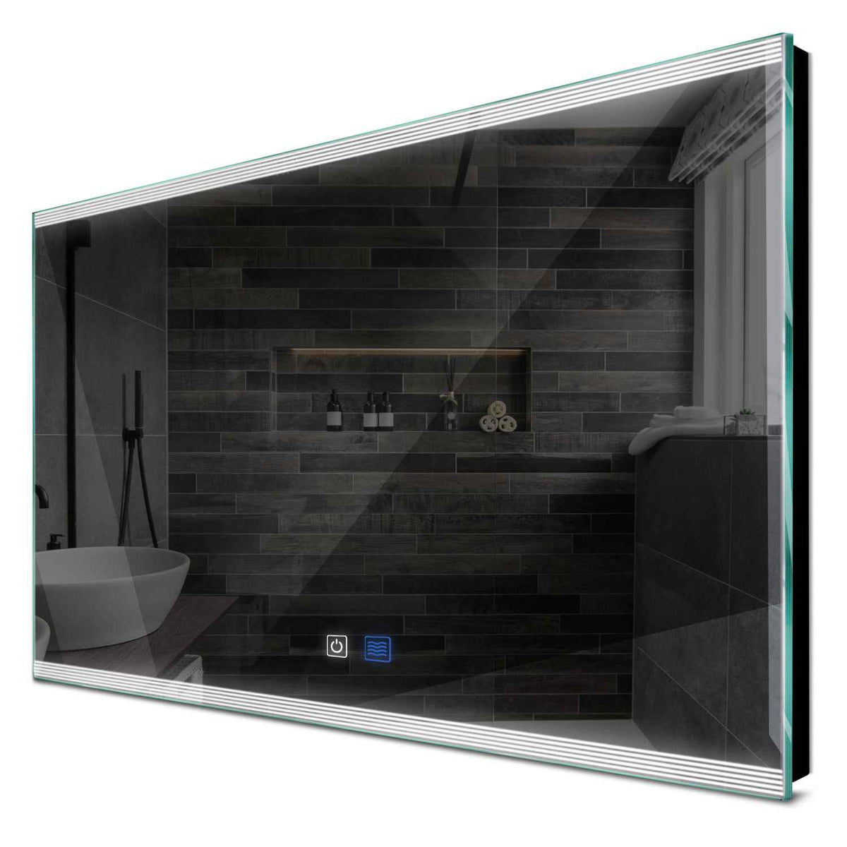 Specchio LED Rettangolare | Pulsanti touch | Funzione anti-appannamento | Luce bianca fredda - Reyze Serie Edge Modello 8