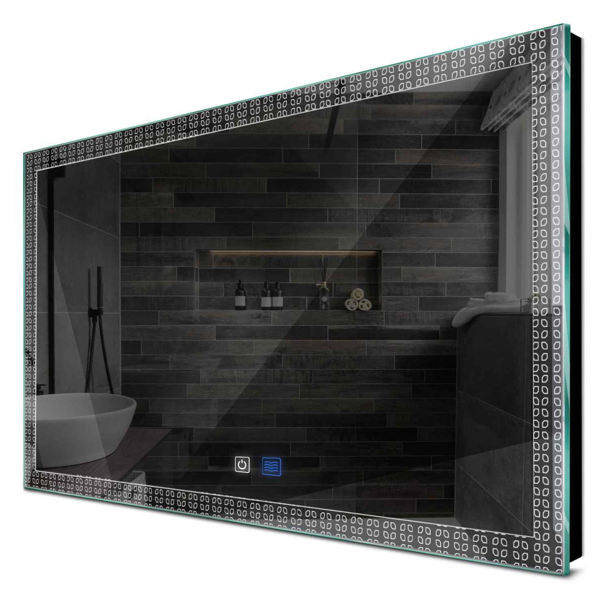 Specchio LED Rettangolare | Pulsanti touch | Funzione anti-appannamento | Luce bianca fredda - Reyze Serie Official Modello 5