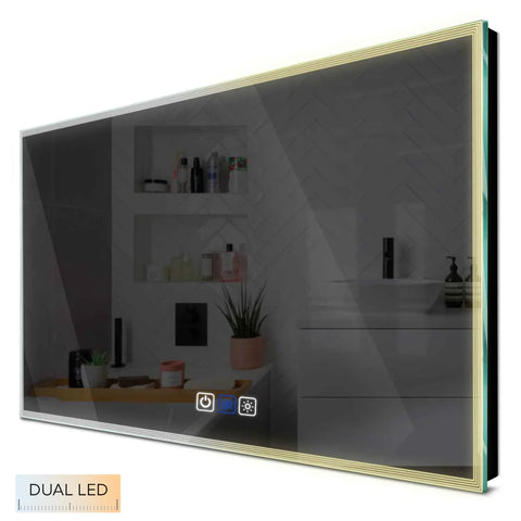 Specchio LED Rettangolare | Pulsanti touch | Funzione anti-appannamento | Temperatura di colore regolabile - Reyze Serie Edge Modello 1