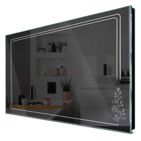 Specchio LED Rettangolare | Controllo tramite interruttore a muro | Luce bianca fredda - Reyze Serie Good Vibes Modello 3