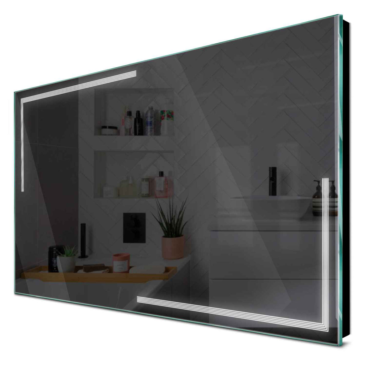 Specchio LED Rettangolare | Controllo tramite interruttore a muro | Luce bianca fredda - Reyze Serie Minimal Modello 2