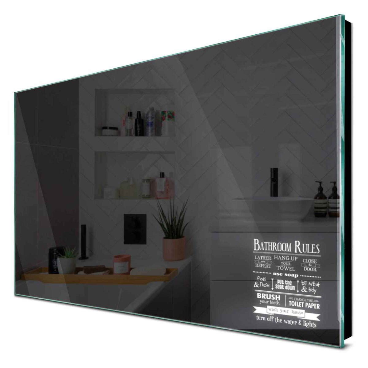 Specchio LED Rettangolare | Controllo tramite interruttore a muro | Luce bianca fredda - Reyze Serie Motivated Modello 5