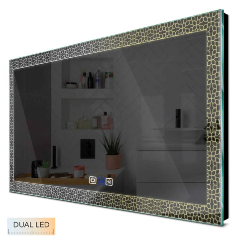 Specchio LED Rettangolare | Pulsanti touch | Funzione anti-appannamento | Temperatura di colore regolabile - Reyze Serie Official Modello 1