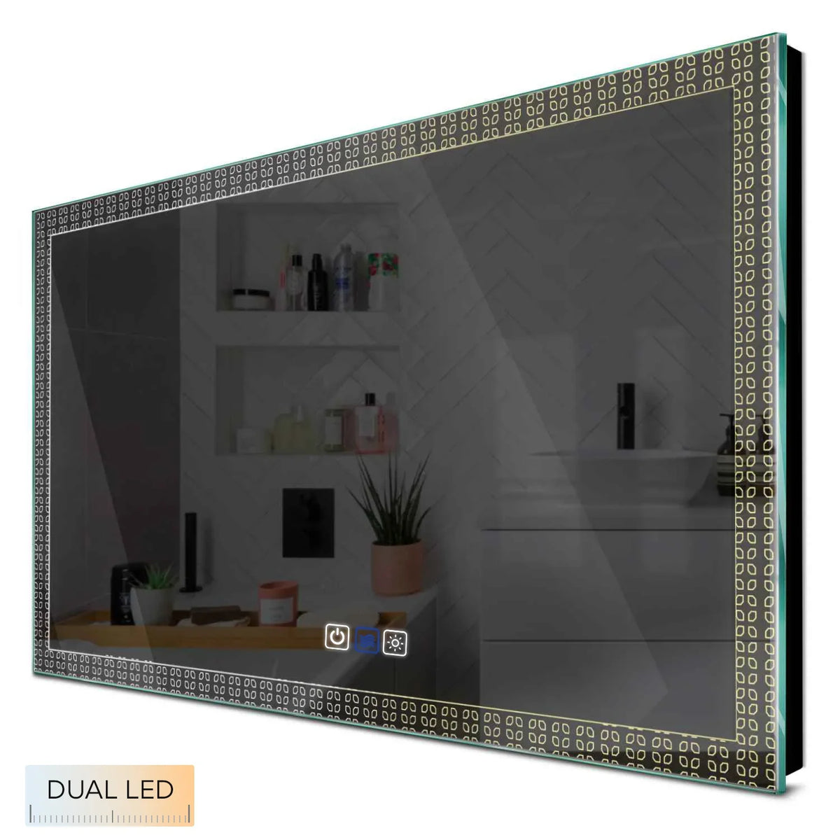 Specchio LED Rettangolare | Pulsanti touch | Funzione anti-appannamento | Temperatura di colore regolabile - Reyze Serie Official Modello 5