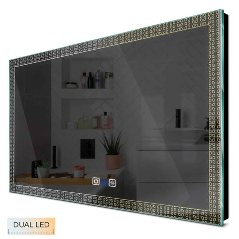 Specchio LED Rettangolare | Pulsanti touch | Funzione anti-appannamento | Temperatura di colore regolabile - Reyze Serie Official Modello 5