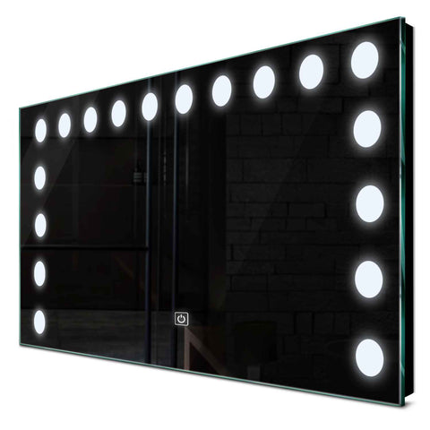 Specchio LED Rettangolare | Pulsante touch | Luce bianca fredda - Reyze Serie Salono Modello 6