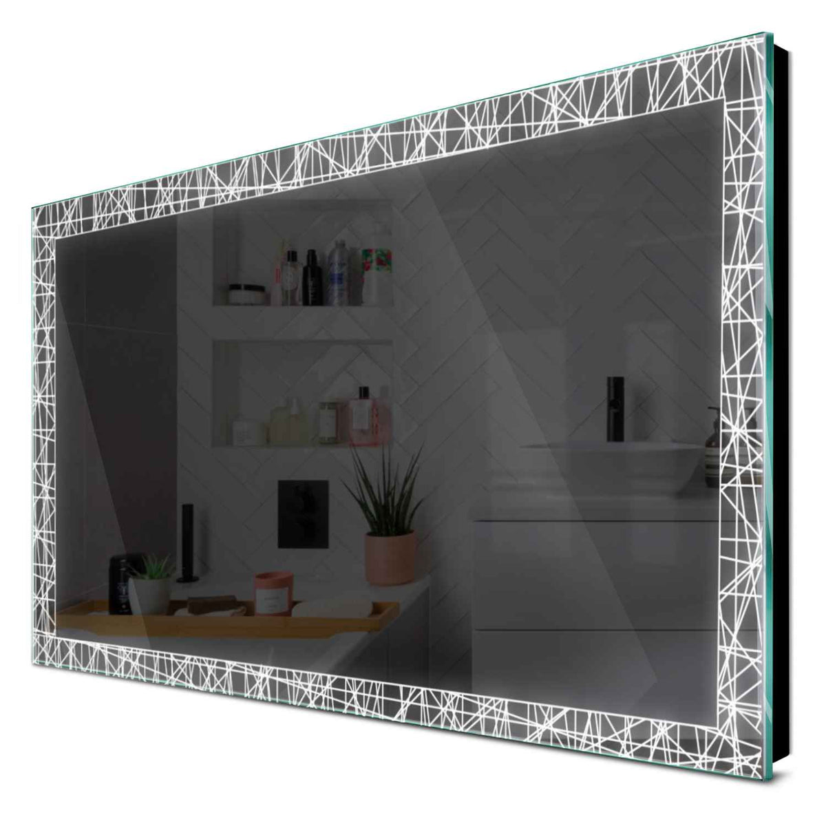 Specchio LED Rettangolare | Controllo tramite interruttore a muro | Luce bianca fredda - Reyze Serie Simetria Modello 1