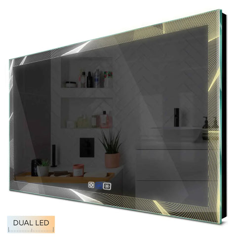 Specchio LED Rettangolare | Pulsanti touch | Funzione anti-appannamento | Temperatura di colore regolabile - Reyze Serie Simetria Modello 2