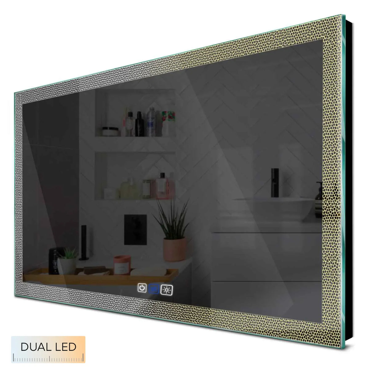 Specchio LED Rettangolare | Pulsanti touch | Funzione anti-appannamento | Temperatura di colore regolabile - Reyze Serie Simetria Modello 4