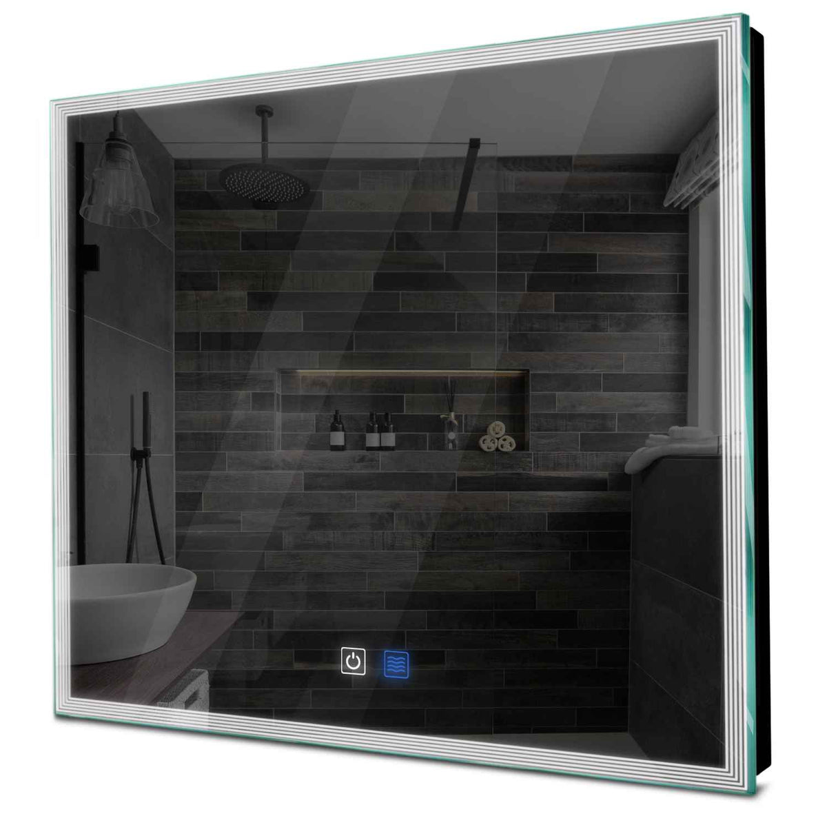 Specchio LED Quadrato | Pulsanti touch | Funzione anti-appannamento | Luce bianca fredda - Reyze Serie Edge Modello 1