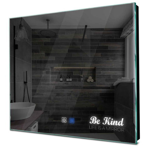 Specchio LED Quadrato | Pulsanti touch | Funzione anti-appannamento | Luce bianca fredda - Reyze Serie Motivated Modello 6