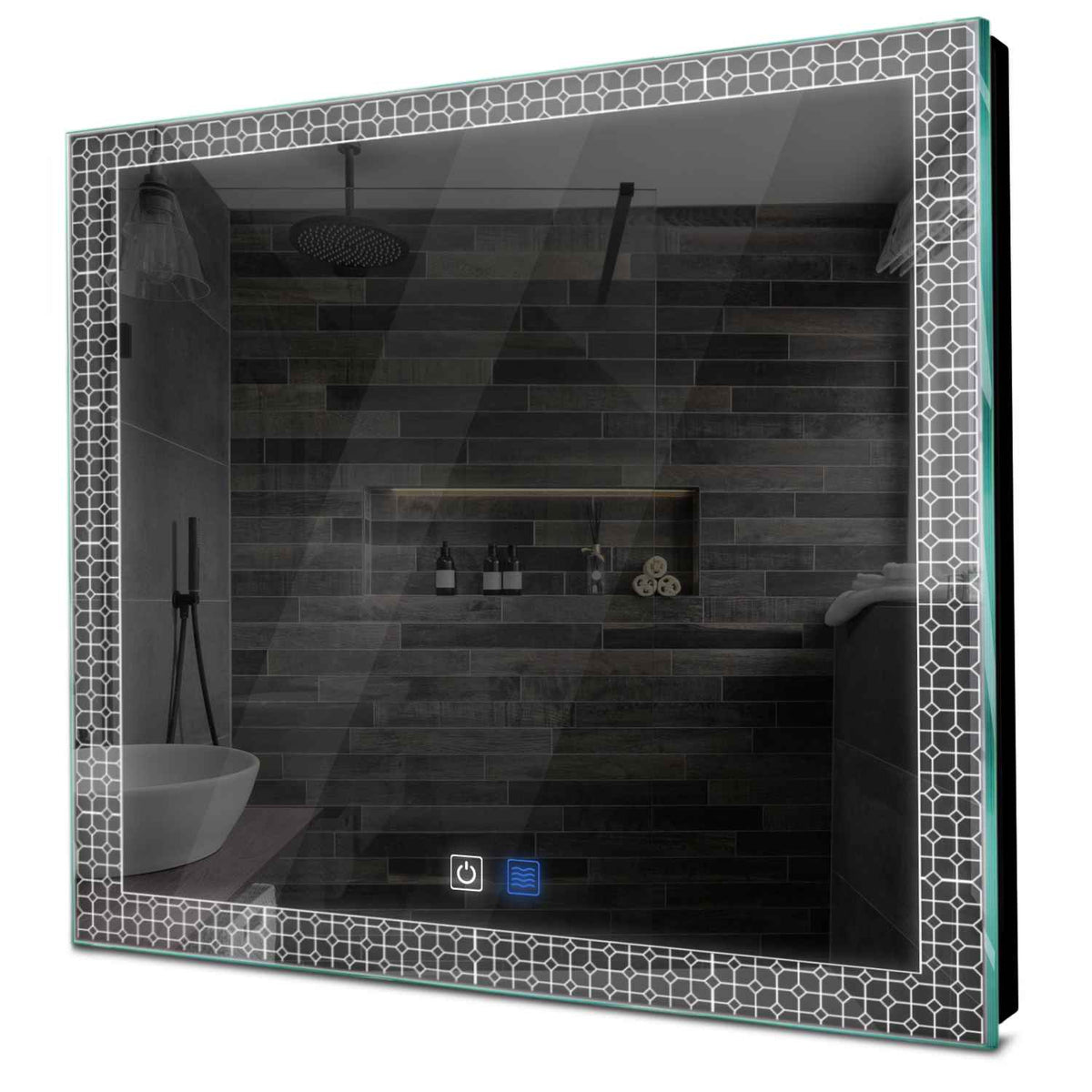 Specchio LED Quadrato | Pulsanti touch | Funzione anti-appannamento | Luce bianca fredda - Reyze Serie Official Modello 2