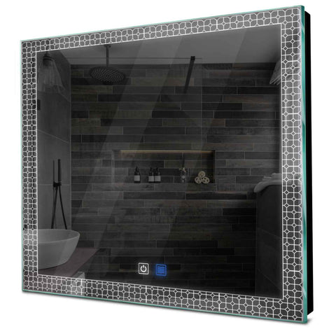 Specchio LED Quadrato | Pulsanti touch | Funzione anti-appannamento | Luce bianca fredda - Reyze Serie Official Modello 2