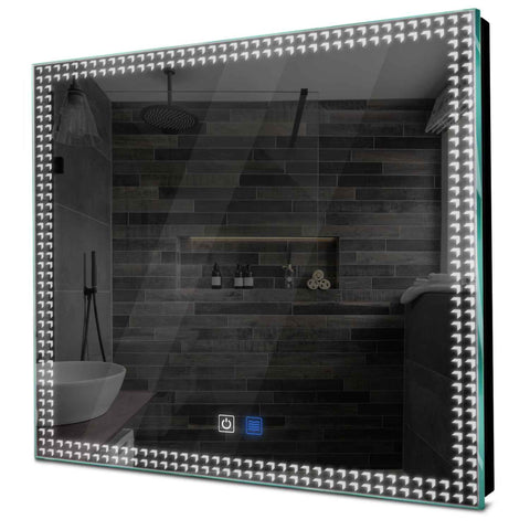 Specchio LED Quadrato | Pulsanti touch | Funzione anti-appannamento | Luce bianca fredda - Reyze Serie Official Modello 6