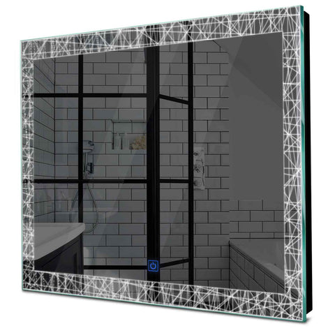 Specchio LED Quadrato | Pulsante touch | Luce bianca fredda - Reyze Serie Simetria Modello 1