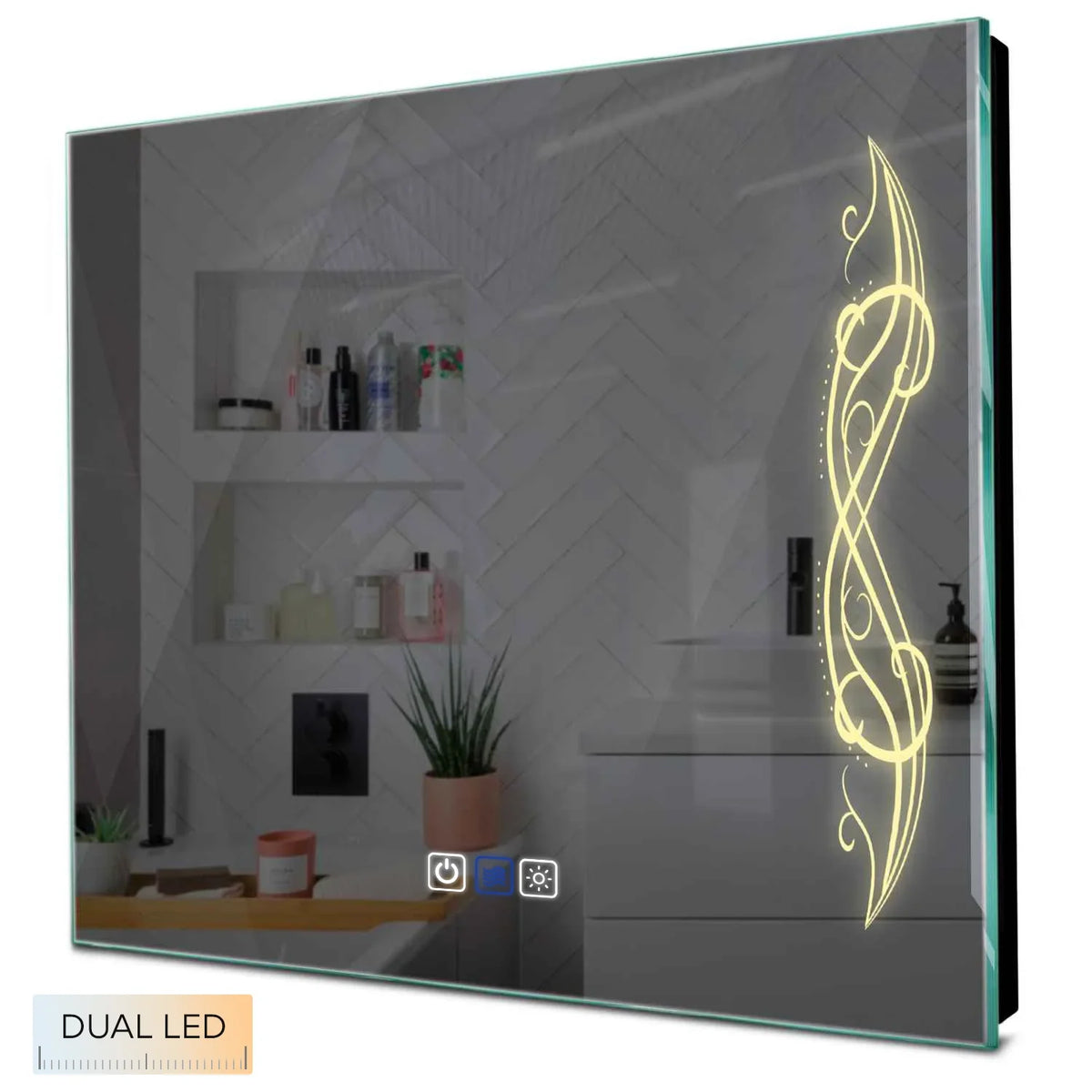 Specchio LED Quadrato | Pulsanti touch | Funzione anti-appannamento | Temperatura di colore regolabile - Reyze Serie Good Vibes Modello 6
