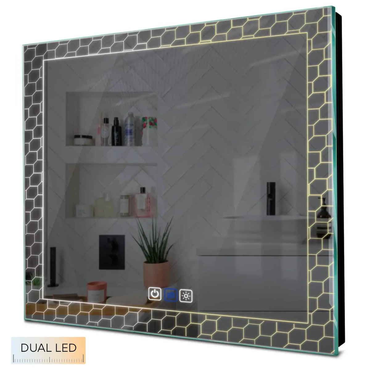 Specchio LED Quadrato | Pulsanti touch | Funzione anti-appannamento | Temperatura di colore regolabile - Reyze Serie Official Modello 7