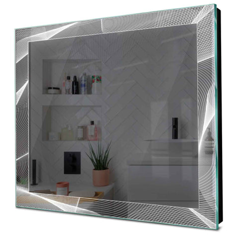 Specchio LED Quadrato | Controllo tramite interruttore a muro | Luce bianca fredda - Reyze Serie Simetria Modello 2