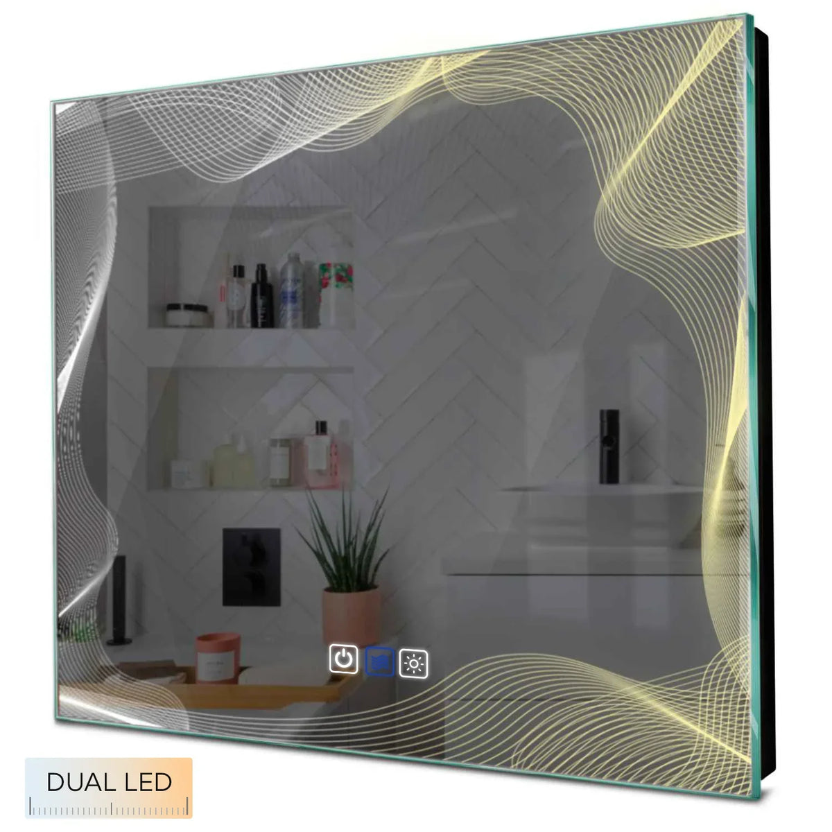 Specchio LED Quadrato | Pulsanti touch | Funzione anti-appannamento | Temperatura di colore regolabile - Reyze Serie Simetria Modello 3