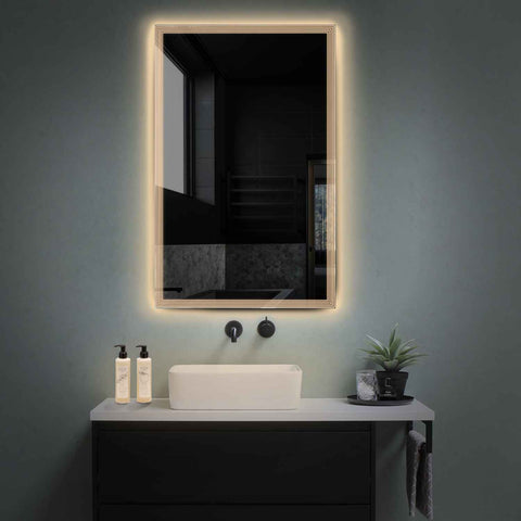 Specchio LED Verticale | Controllo tramite interruttore a muro | Luce bianca calda - Reyze Serie Edge Modello 1
