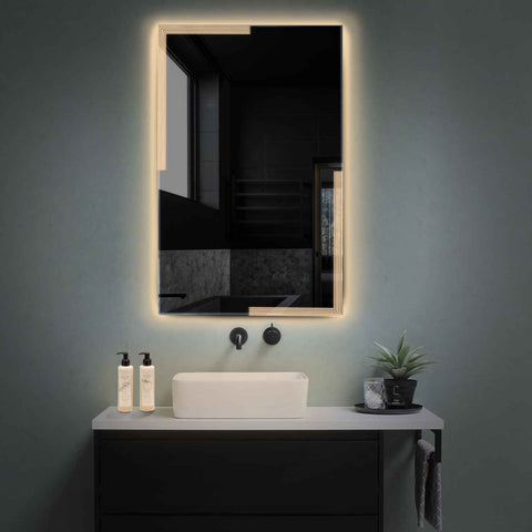 Specchio LED Verticale | Controllo tramite interruttore a muro | Luce bianca calda - Reyze Serie Edge Modello 2