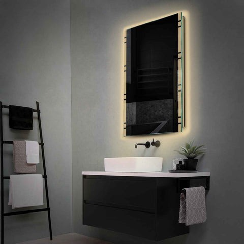 Specchio LED Verticale | Controllo tramite interruttore a muro | Luce bianca calda - Reyze Serie Edge Modello 3
