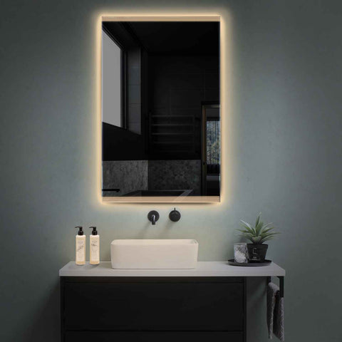 Specchio LED Verticale | Controllo tramite interruttore a muro | Luce bianca calda - Reyze Serie Edge Modello 8