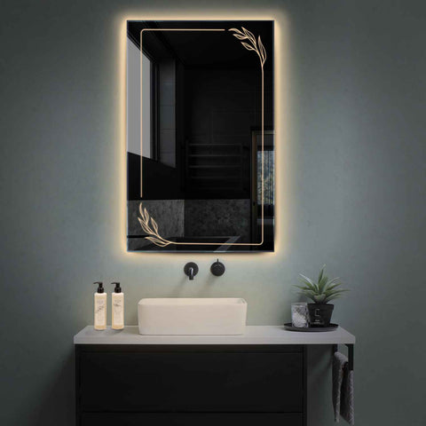 Specchio LED Verticale | Controllo tramite interruttore a muro | Luce bianca calda - Reyze Serie Good Vibes Modello 1