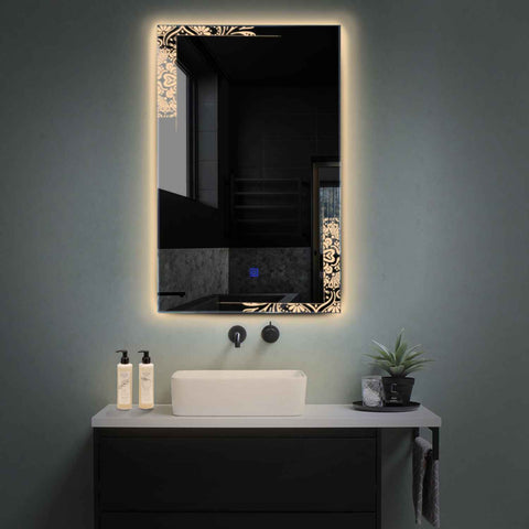 Specchio LED Verticale | Pulsante touch | Luce bianca calda - Reyze Serie Good Vibes Modello 4