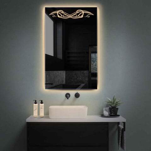 Specchio LED Verticale | Controllo tramite interruttore a muro | Luce bianca calda - Reyze Serie Good Vibes Modello 6