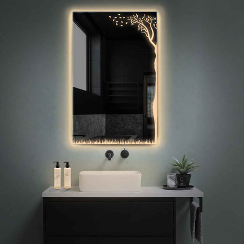 Specchio LED Verticale | Controllo tramite interruttore a muro | Luce bianca calda - Reyze Serie Good Vibes Modello 8