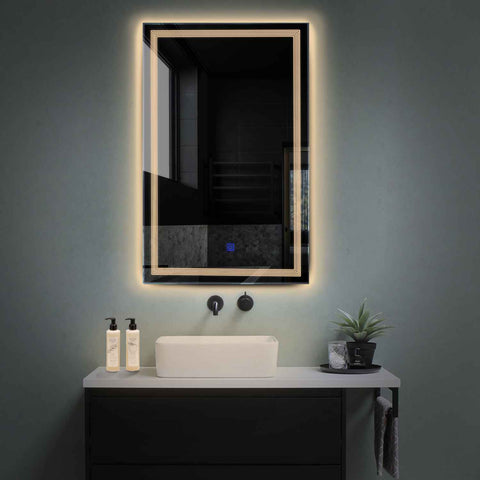 Specchio LED Verticale | Pulsante touch | Luce bianca calda - Reyze Serie Minimal Modello 1