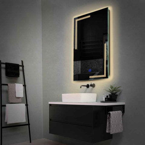 Specchio LED Verticale | Pulsante touch | Luce bianca calda - Reyze Serie Minimal Modello 2